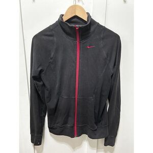 Nike dri fit black jacket hot pink zipper womens Medium Gym‎ Fitness Warm up